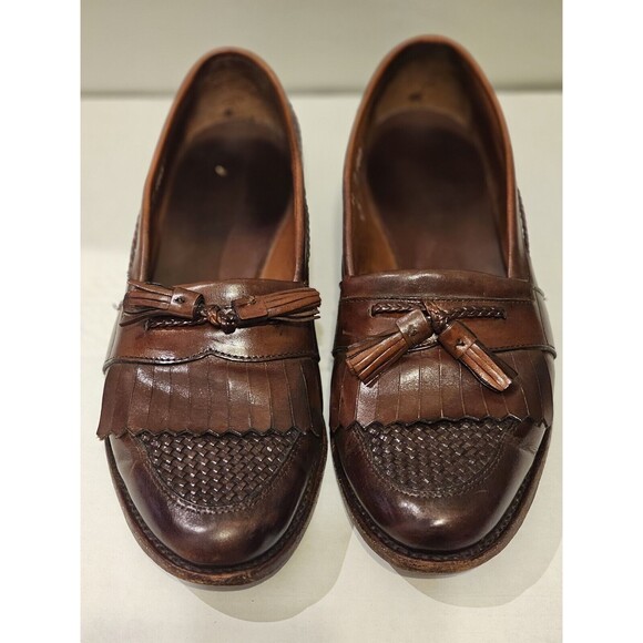 Men's ALLEN EDMONDS CODY Kiltie Tassel Loafers 11 D Brown Woven Leather Shoes - Picture 14 of 14